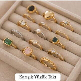 Kadın Rodyum Yüzük Zirkon Taşlı